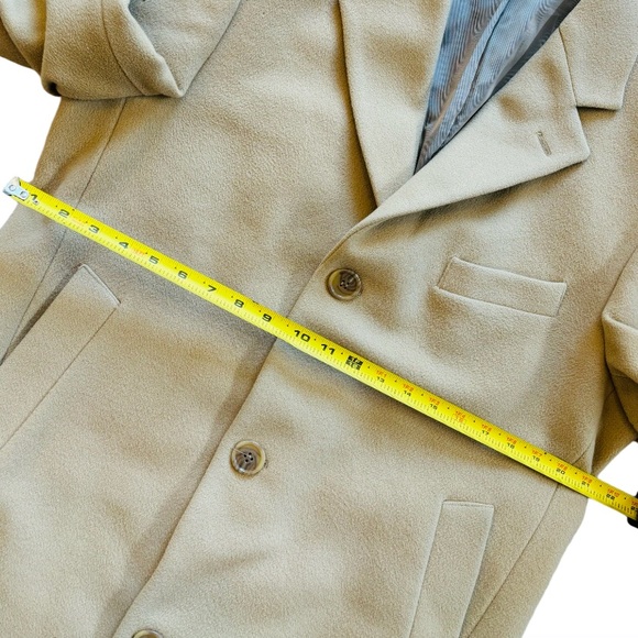 MENS LAUREN RALPH LAUREN CASHMERE & WOOL LONG BUTTON DOWN TRENCH COAT, TAN - Picture 9 of 15